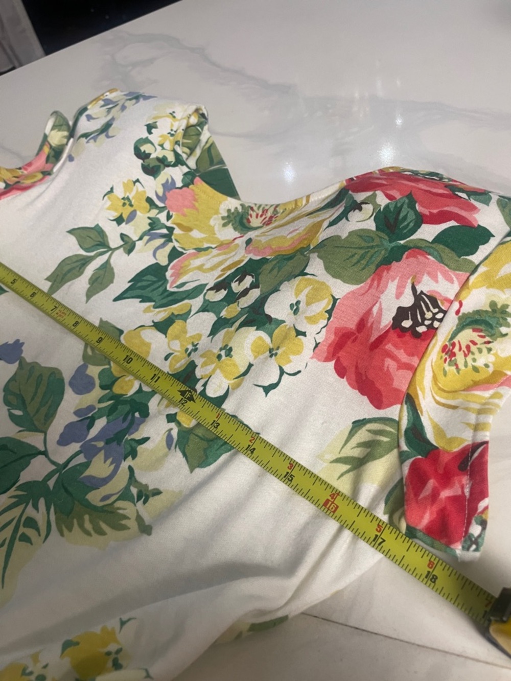 Vintage 80s EXPO Rose Print Cotton padsFit and Flare Full Dress - - Picture 6 of 10
